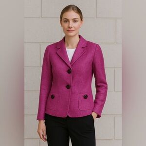 600 West Magenta Textured Button Front‎ Blazer Jacket Size 8